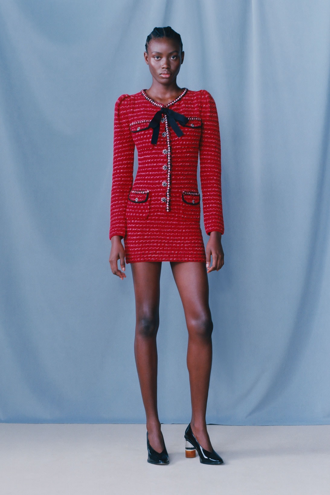 self portrait fall winter fw21 collection lookbook tweed red dress