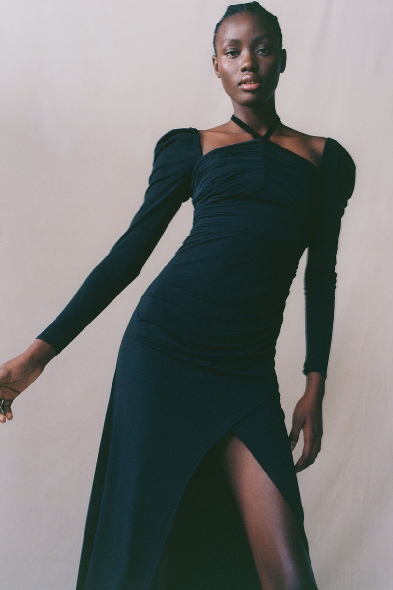 self portrait fall winter fw21 collection lookbook black dress maxi long sleeve