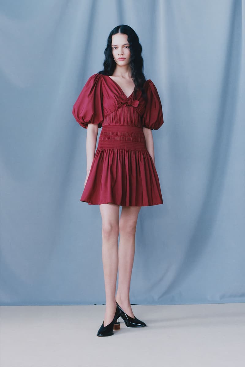 self portrait fall winter fw21 collection lookbook red dress pleats puff sleeves