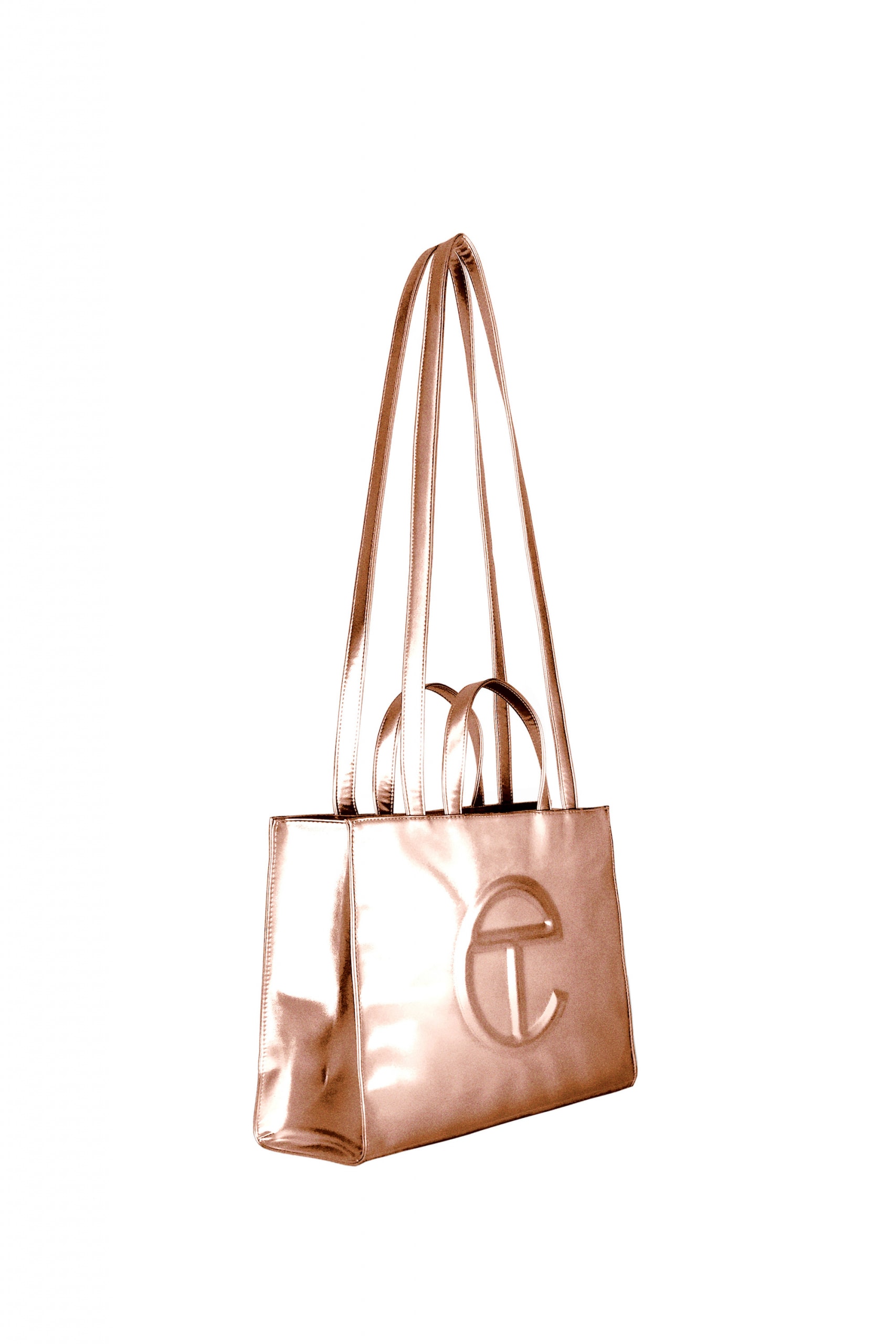 Telfar Signature Logo Tote Bag "Copper" Release Gold Shimmery Drop 