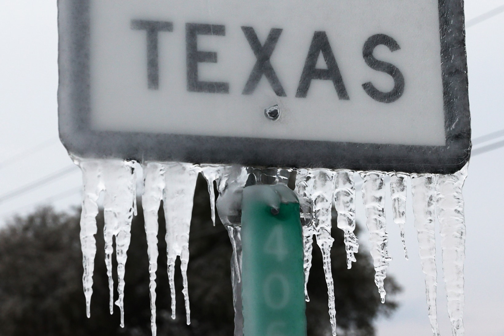 Texas Winter Storm 2021 Icicles Sign