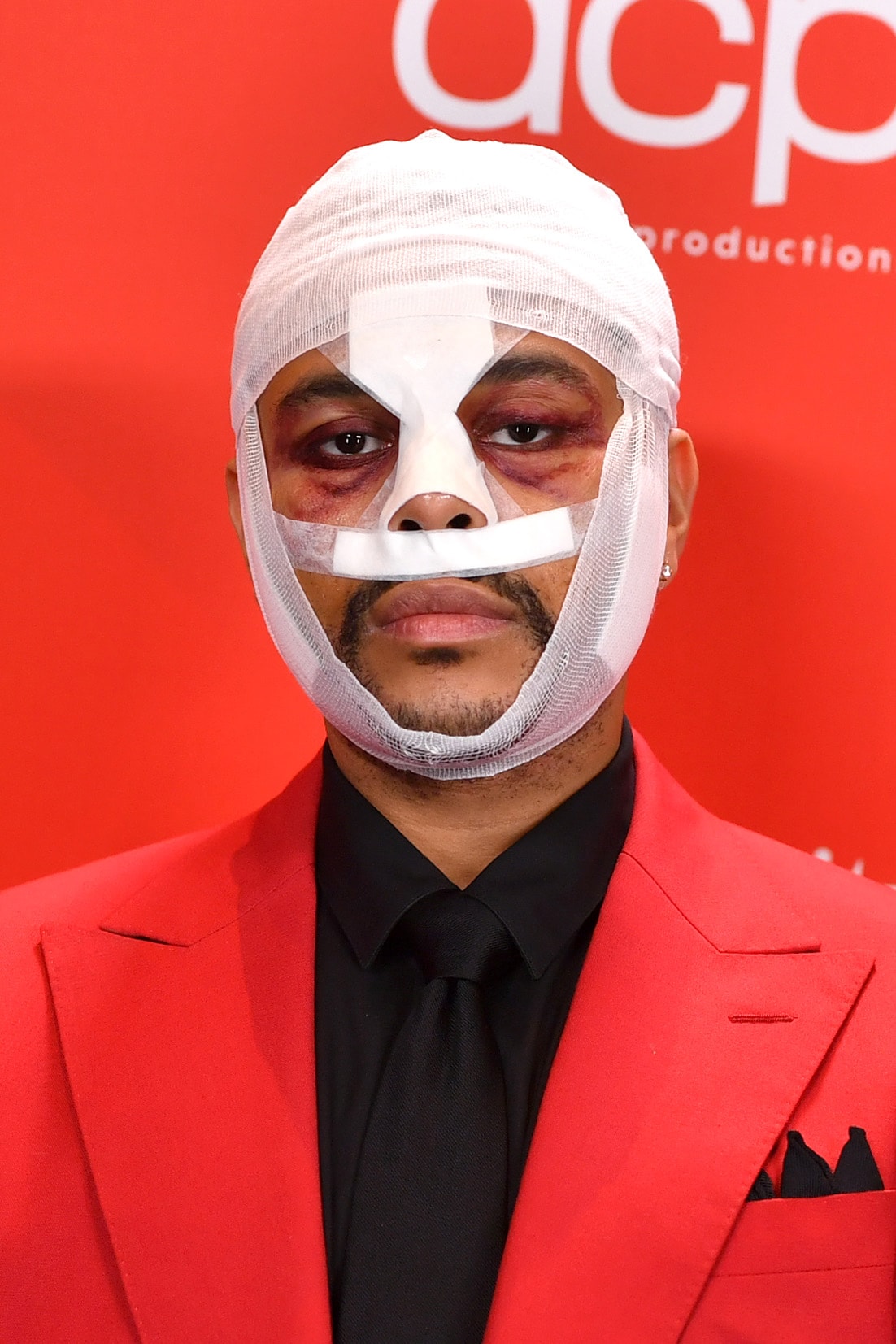 The Weeknd Face Bandages American Music Awards AMAs 2020 Red Carpet
