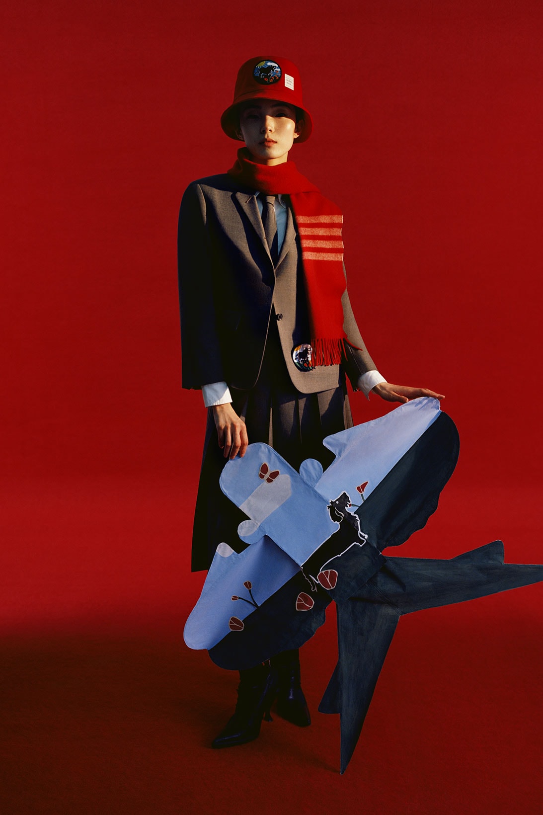 thom browne lunar new year ox capsule collection red bucket hat scarf patch kite xiao wen ju