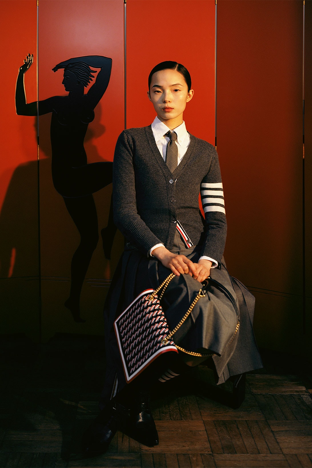thom browne lunar new year ox capsule collection red patch xiao wen ju cardigan