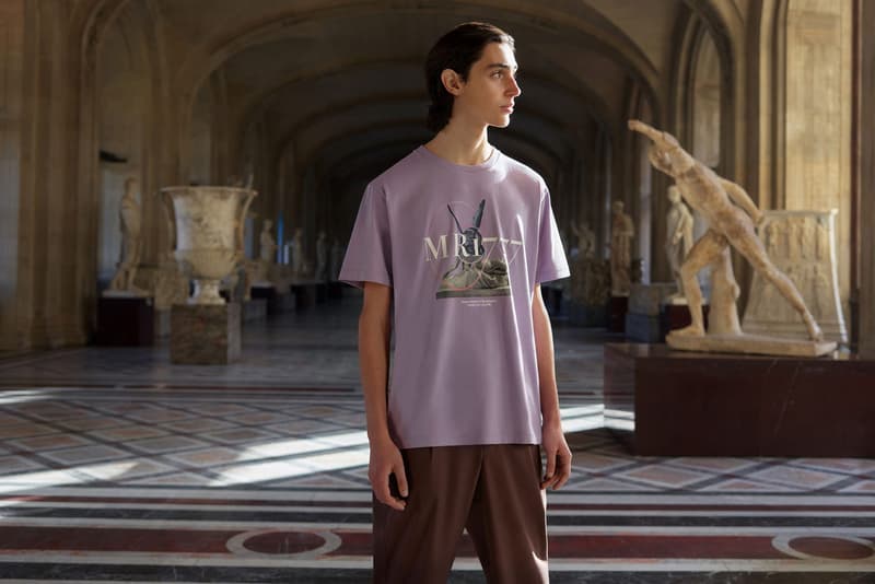 uniqlo ut musee du louvre paris collaboration campaign art purple tee t shirt sculpture