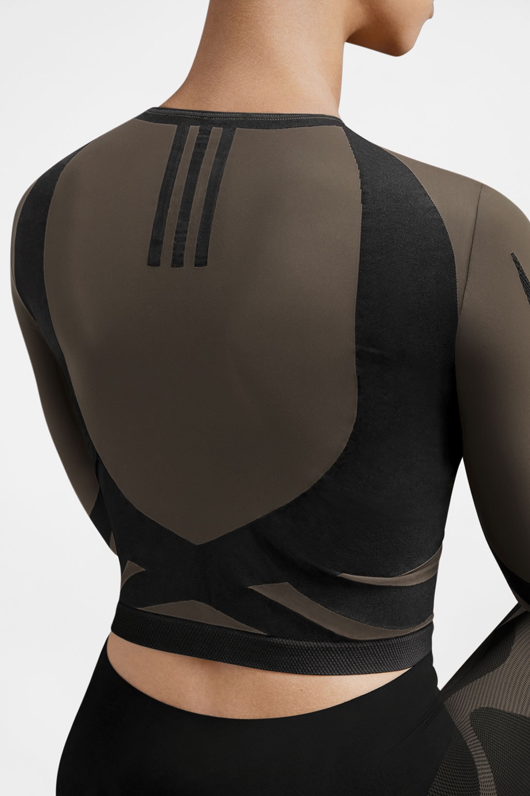 wolford adidas activewear performance collaboration seamless sheer motion crop long sleeved top back black