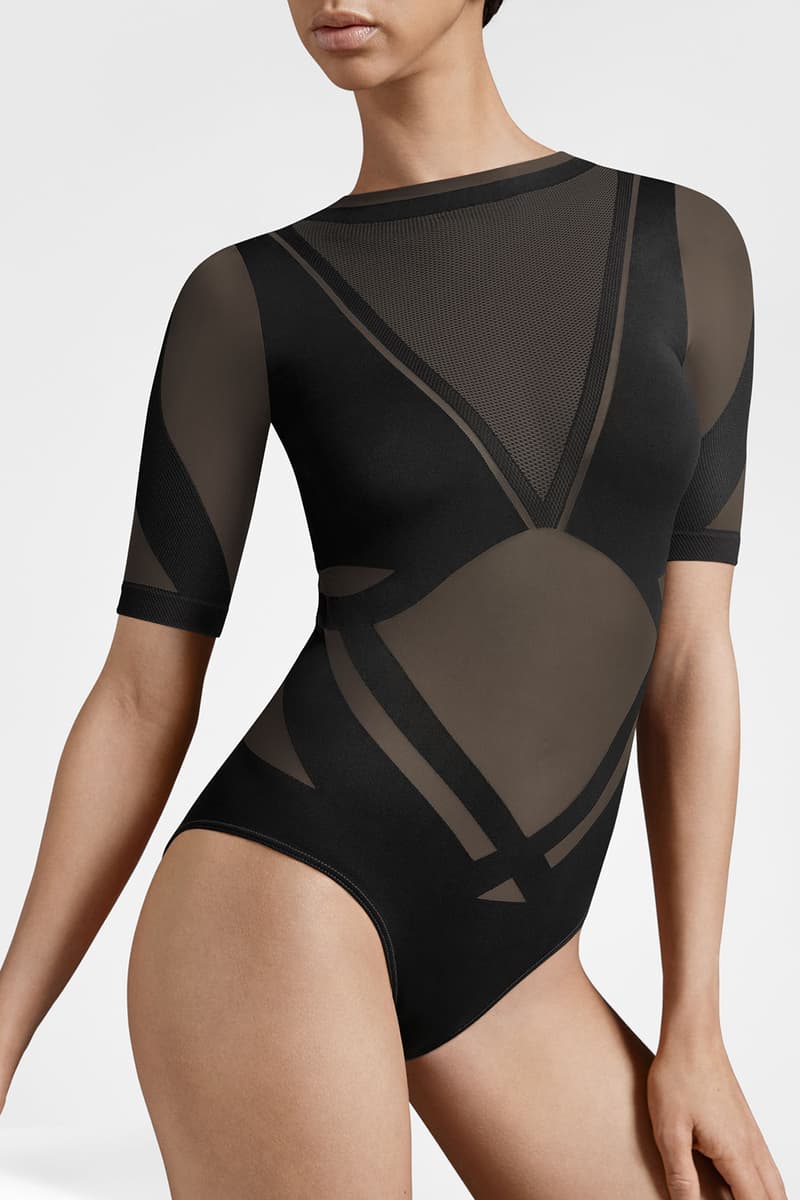 wolford adidas activewear performance collaboration seamless sheer motion black bodysuit