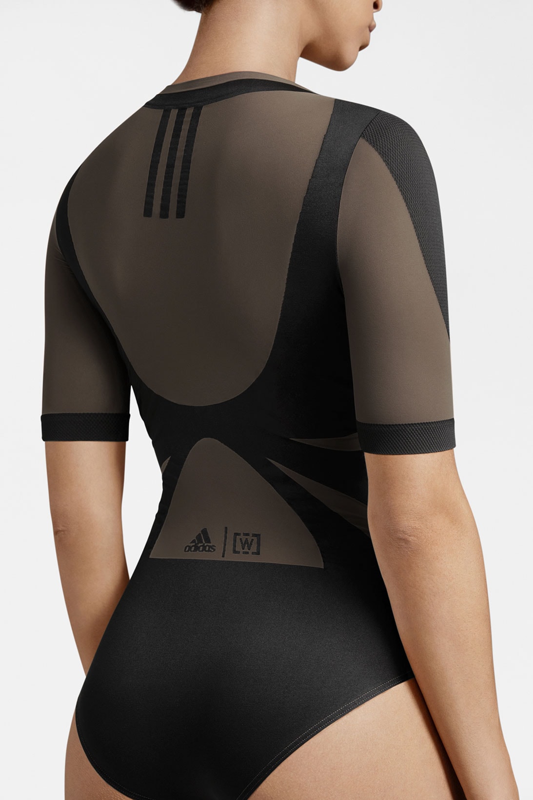 wolford adidas activewear performance collaboration seamless sheer motion black bodysuit back details