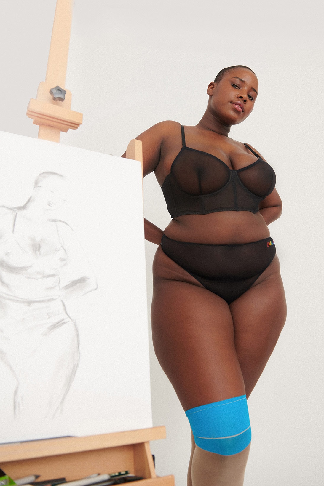 zhilyova lingerie khrystyana self love underwear collaboration high waist brief black bra drawing art sketch
