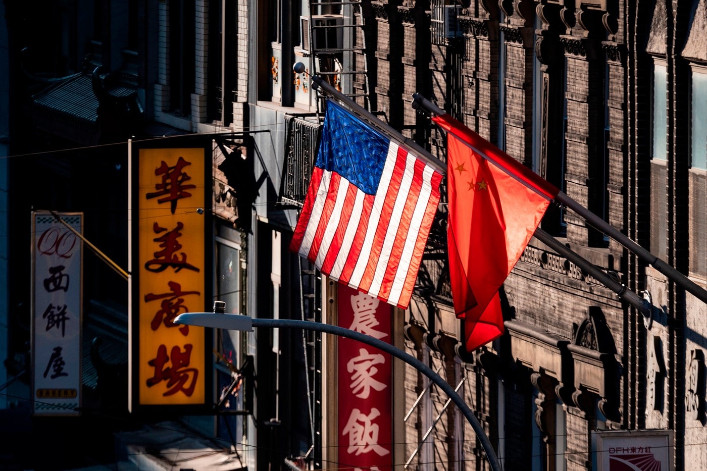 Chinese American Flag Chinatown New York City