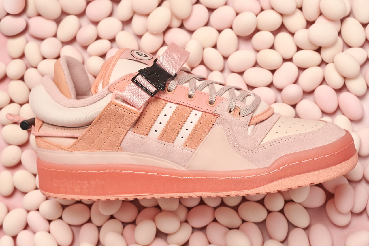 bad bunny adidas originals forum low easter egg pink details close up laterals