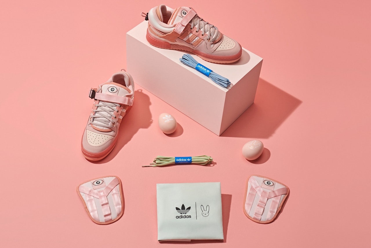 bad bunny adidas originals forum low easter egg pink sneakers collaboration packaging box shoelaces