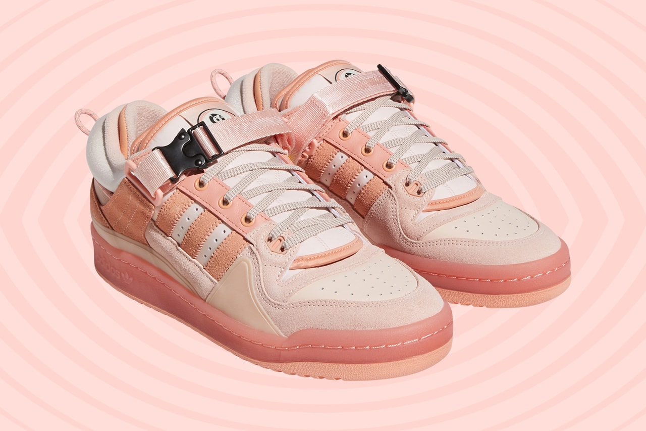 bad bunny adidas originals forum low easter egg pink details upper laterals shoelaces