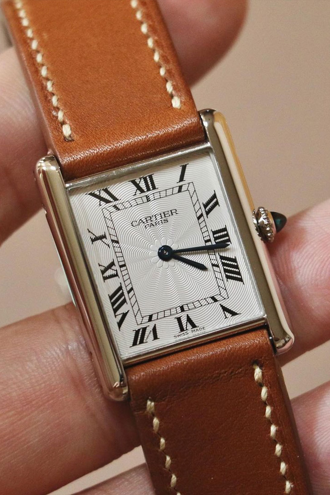 cartier tank luxury watches brown leather strap