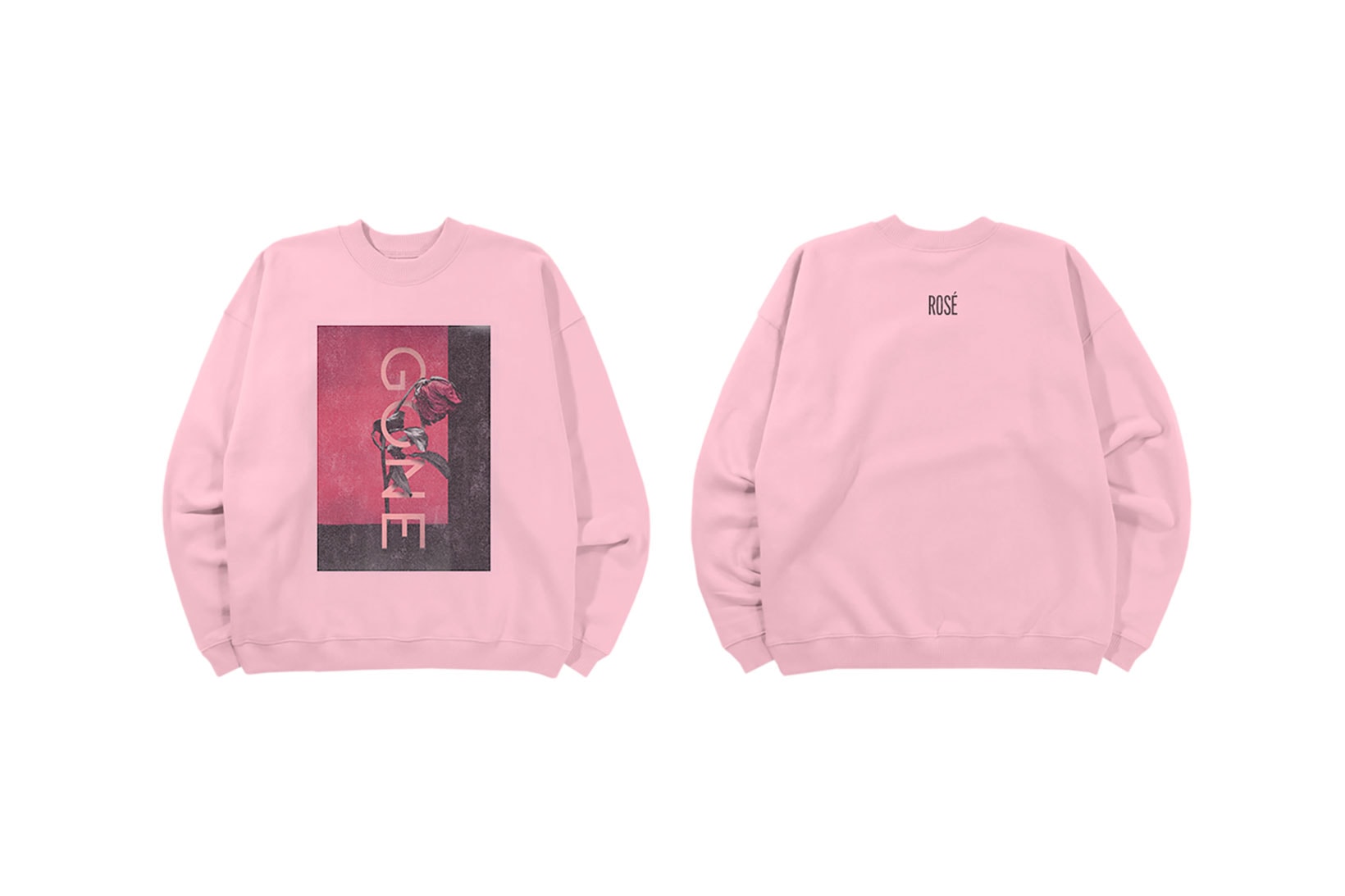 blackpink rose merch r solo project on the ground gone crewneck sweater pink front back