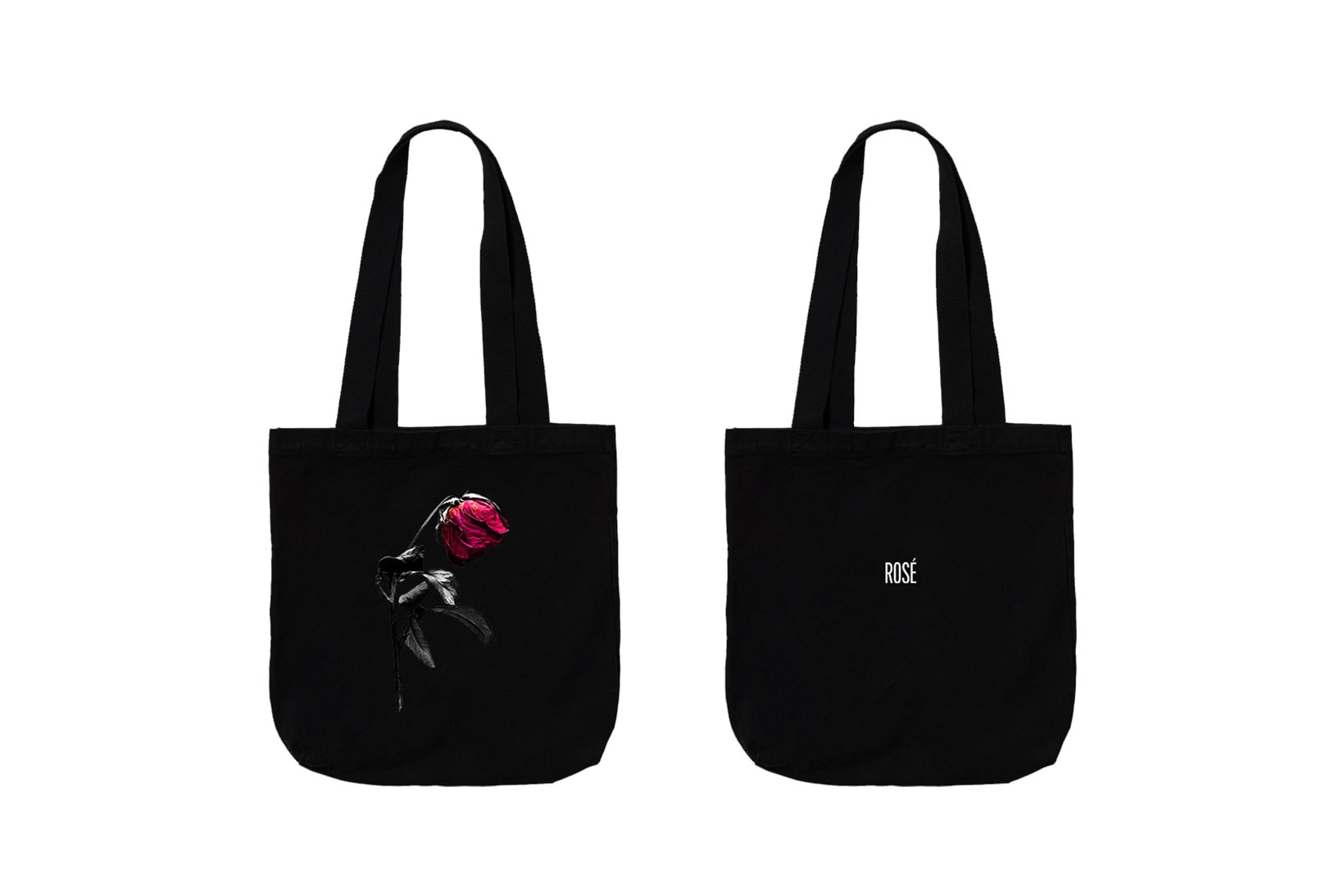 blackpink rose merch r solo project on the ground gone tote bag black
