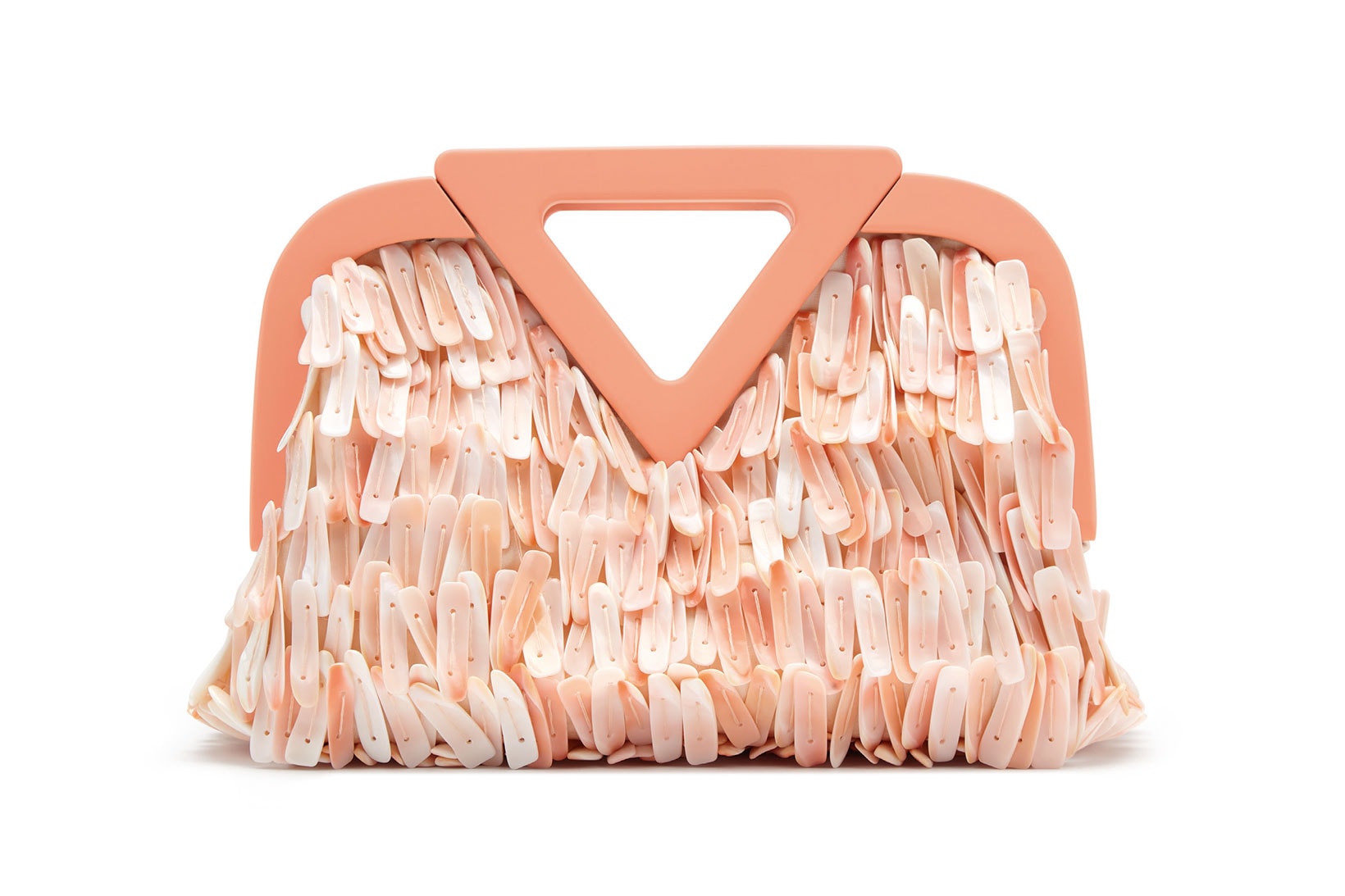 bottega veneta salon 01 triangle handbag collection front pink peach