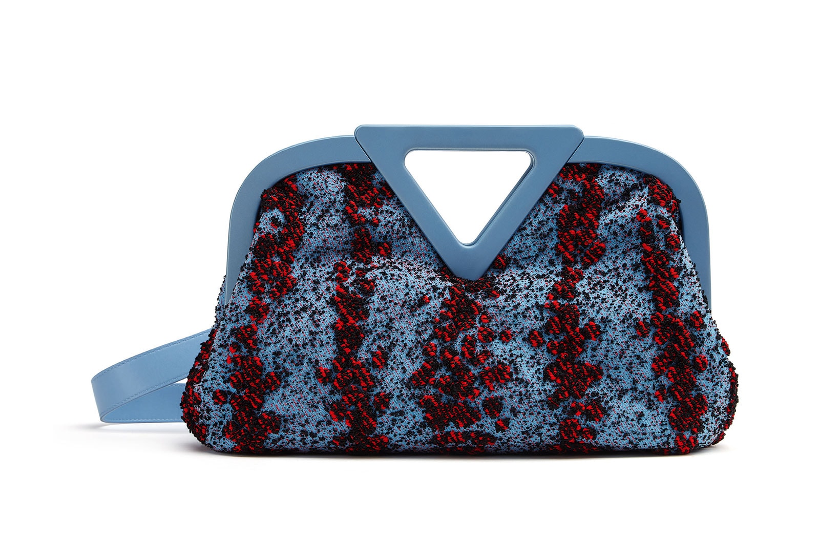 bottega veneta salon 01 triangle handbag collection front blue maroon