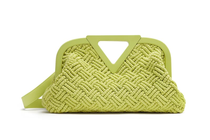 bottega veneta salon 01 triangle handbag collection front lime green