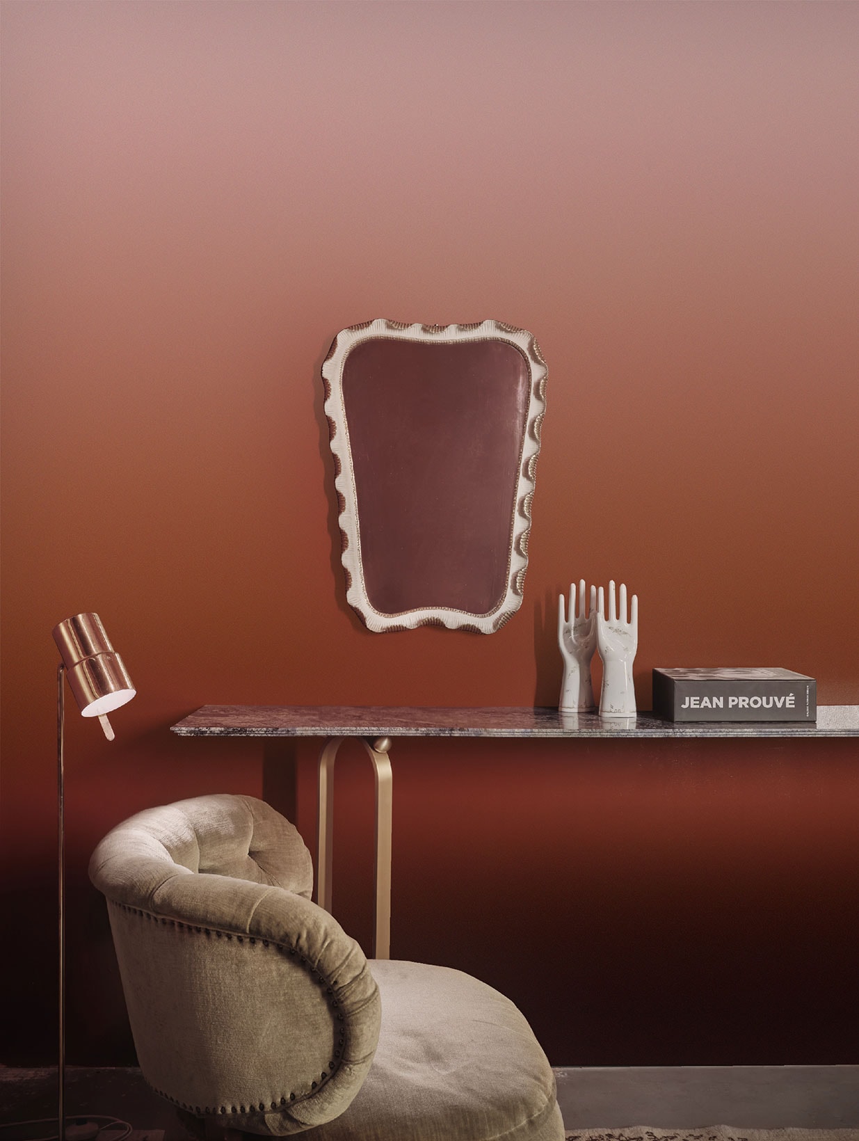 calico wallpaper gradient home design interior archibong dimorestudio sabine marcelis neri hu mirror vanity chair