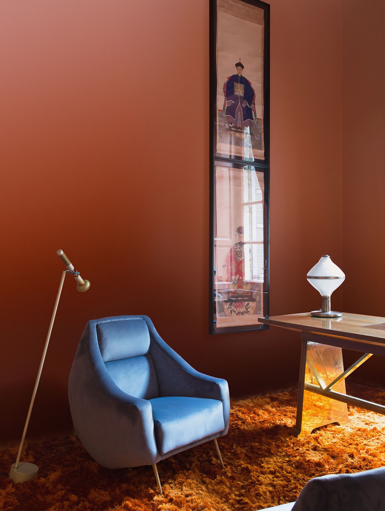 calico wallpaper gradient home design interior archibong dimorestudio sabine marcelis neri hu arm lounge chair art