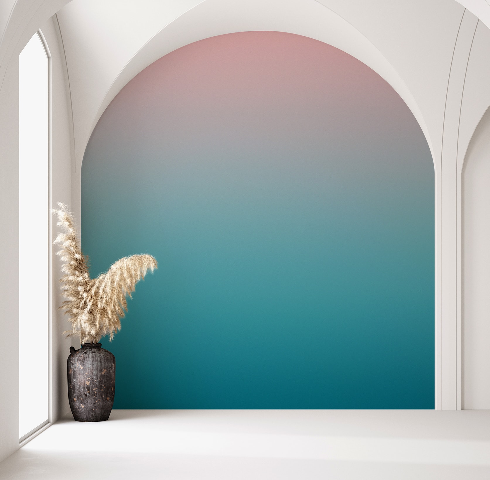 calico wallpaper gradient home design interior archibong dimorestudio sabine marcelis neri hu installation pot plant