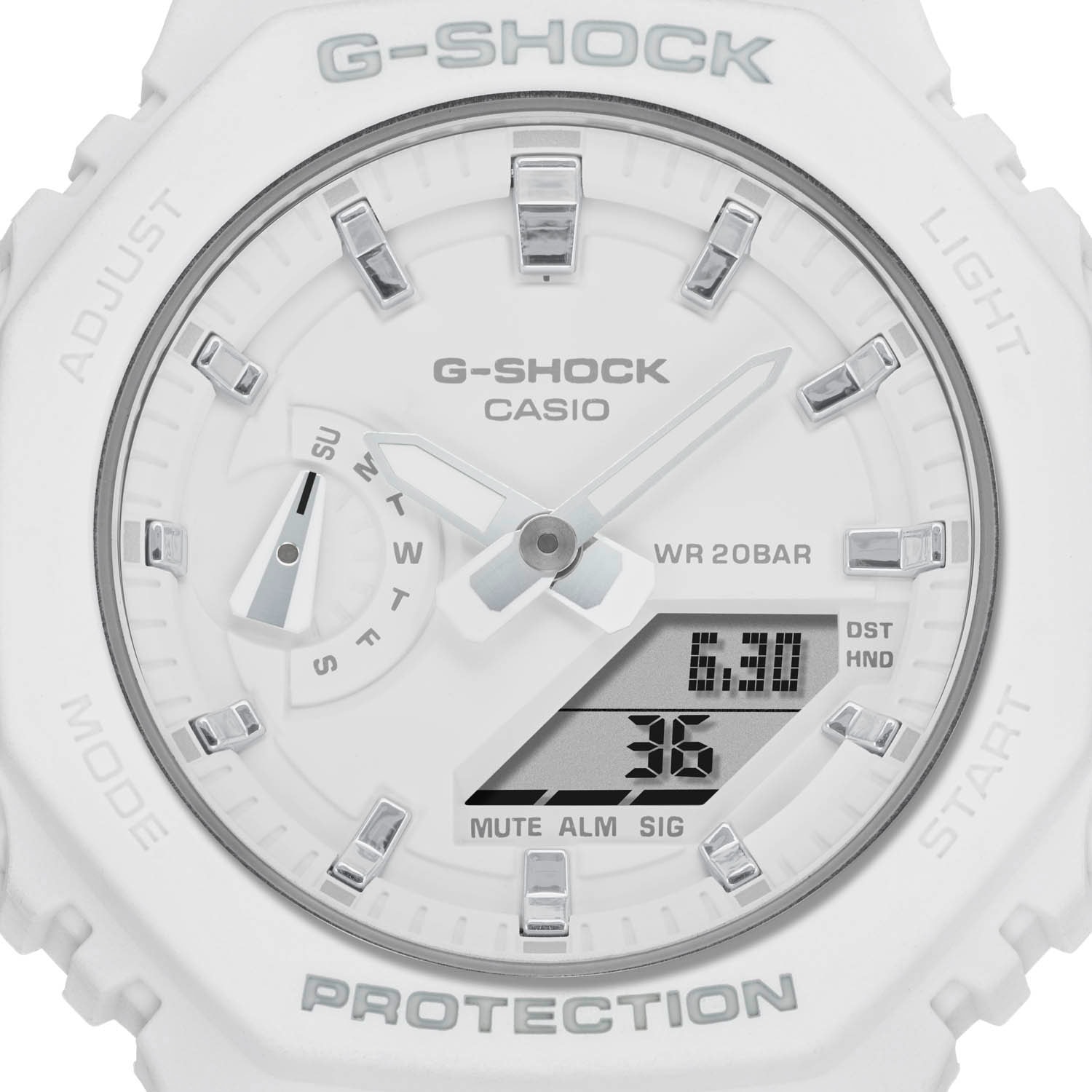 casio g-shock watches gma s2100 octagonal bezel face white white details