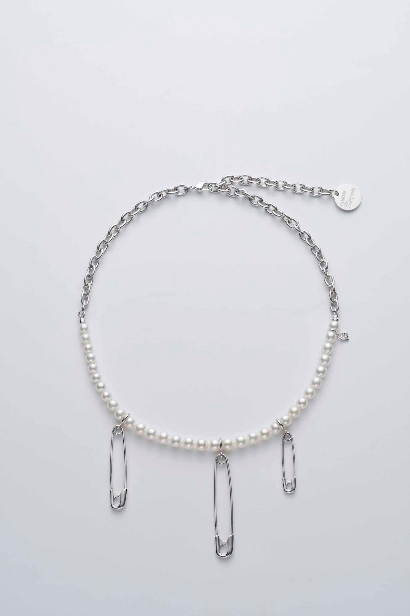 COMME des GARÇONS x Mikimoto Fine Jewelry Collaboration Rei Kawakubo Pearl Silver Necklace Where to Buy