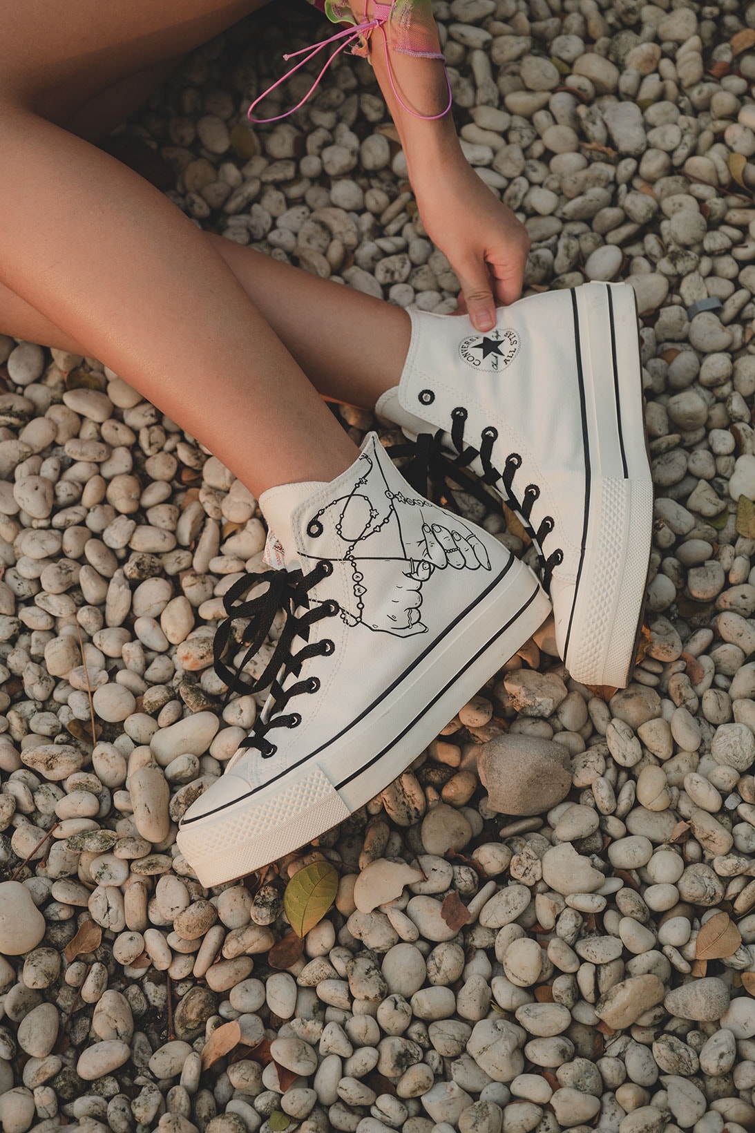 converse by you millie bobby brown pauline wattanodom artist chuck taylor all star high top platform sneakers collaboration white