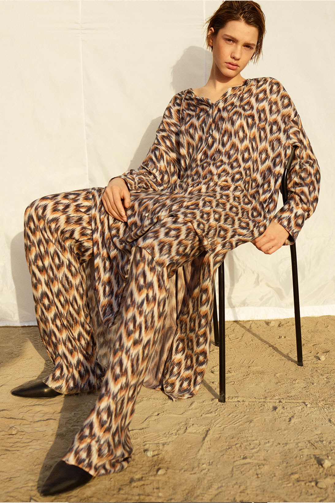 cos spring summer ss21 collection campaign pattern print top bottom trousers