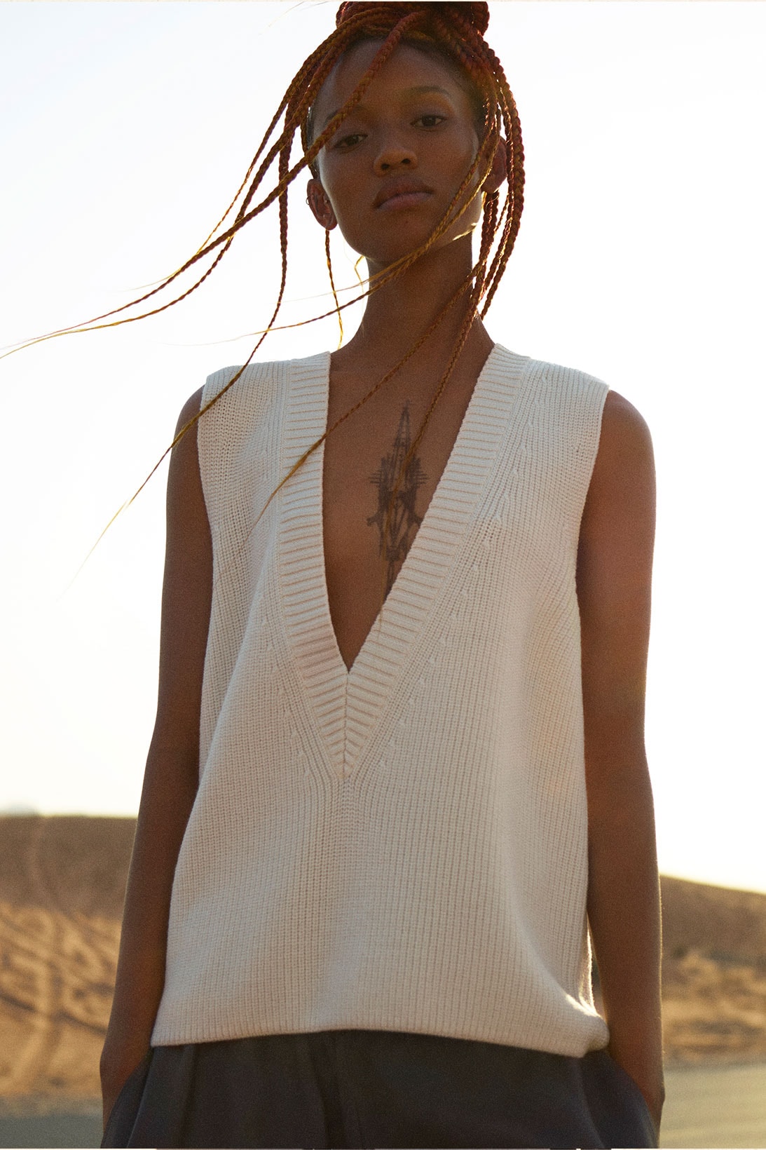 cos spring summer ss21 collection campaign Adesuwa Aighewi knit vest