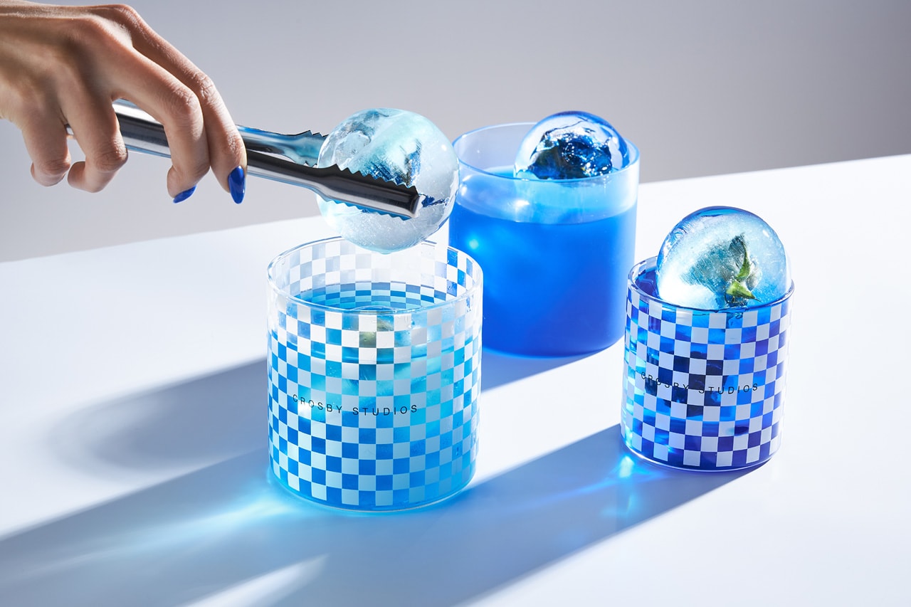 crosby studios moscow flagship store russia opening interior design harry nuriev cup checkerboard pattern drinks ice