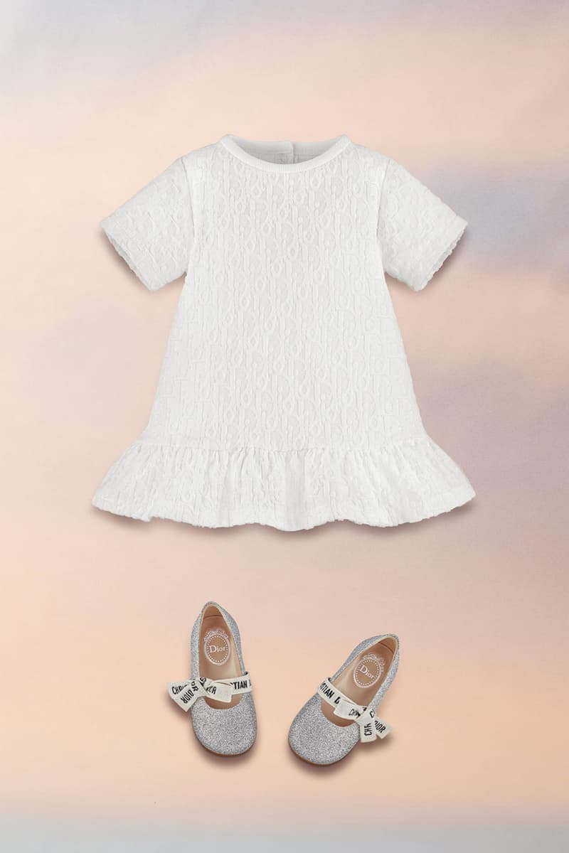 dior spring summer 2021 ss21 kids collection little girls toddlers dress white shoes