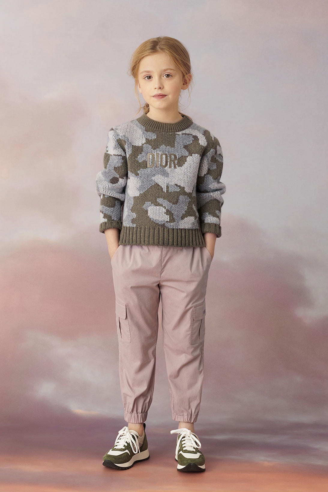 dior spring summer 2021 ss21 kids collection camo sweater pants sneakers
