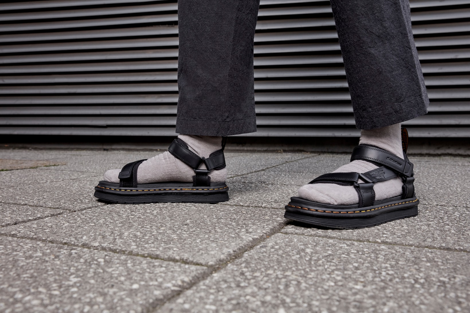 dr martens suicoke sandals collaboration lorsan depa boak black on foot socks