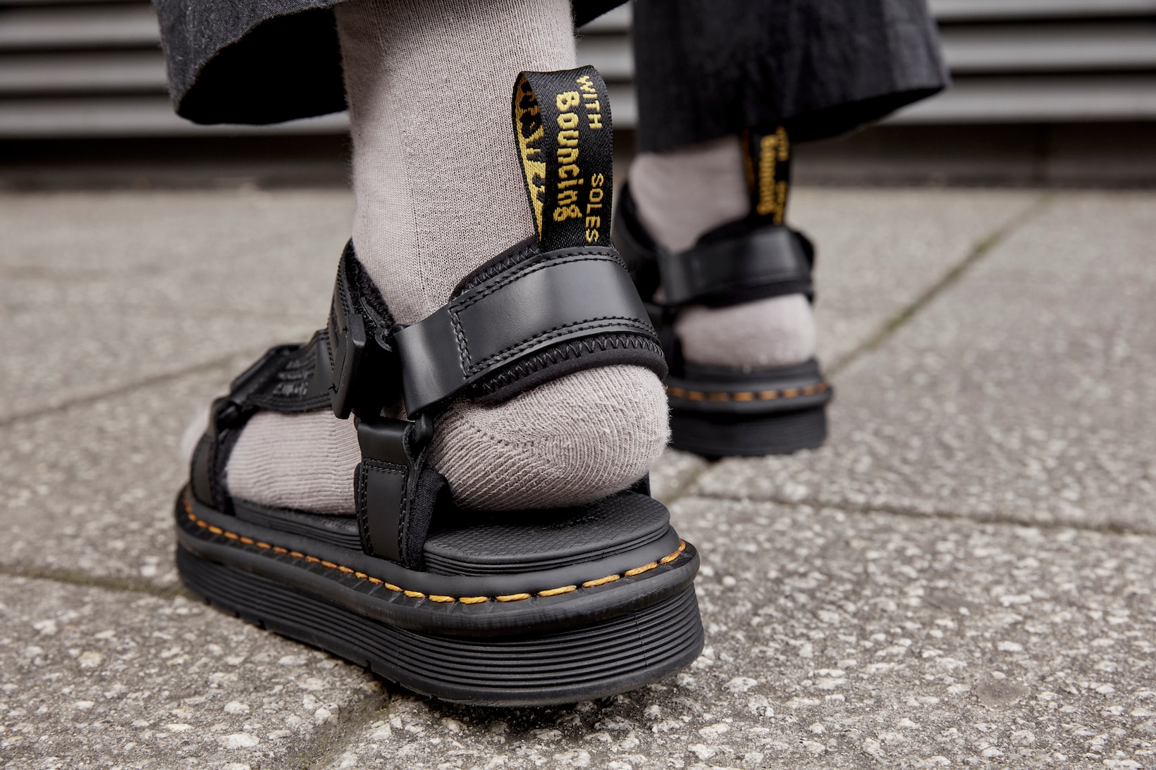 dr martens suicoke sandals collaboration lorsan depa boak black on foot socks heel