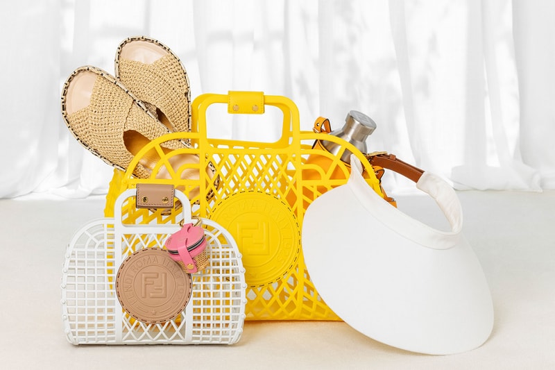 fendi spring summer 2021 ss21 basket handbags recycled pvc yellow picnic