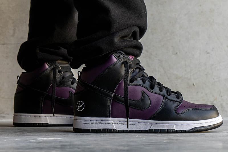 fragment design nike sb dunk high beijing hiroshi fujiwara side laterals purple black