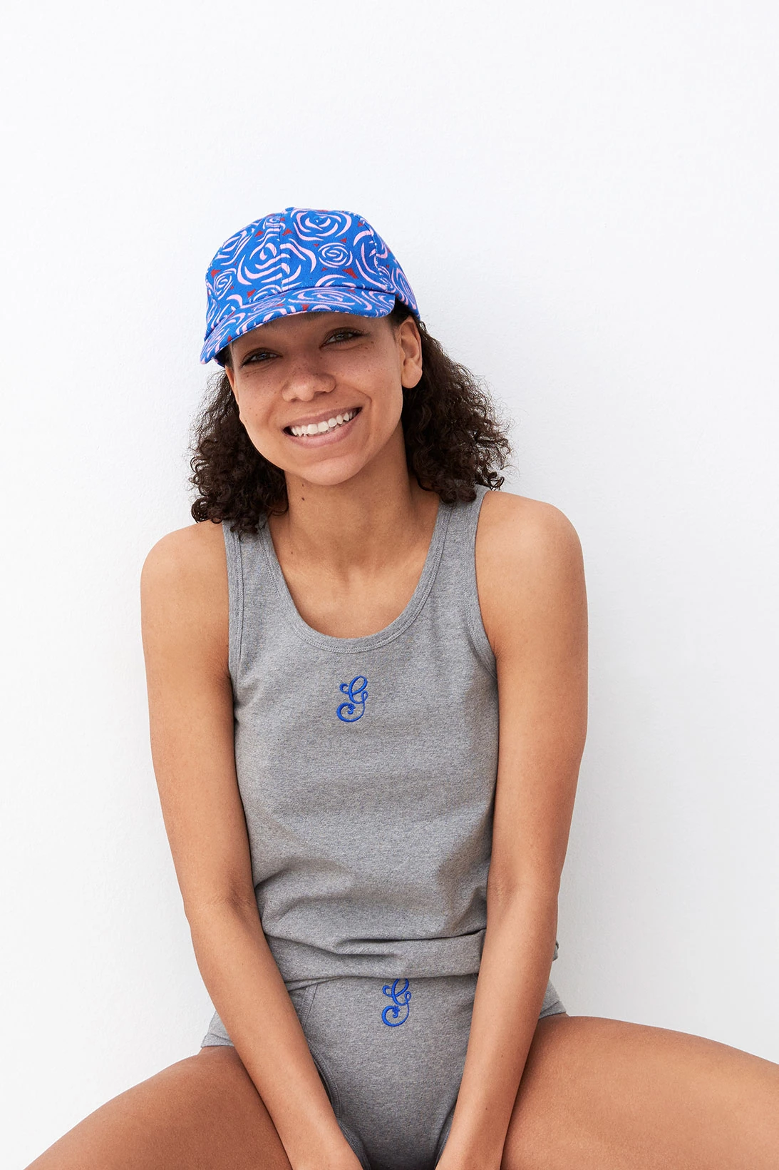 ganni kiosk sustainable accessories collection leftover fabrics cap hat tank top underwear