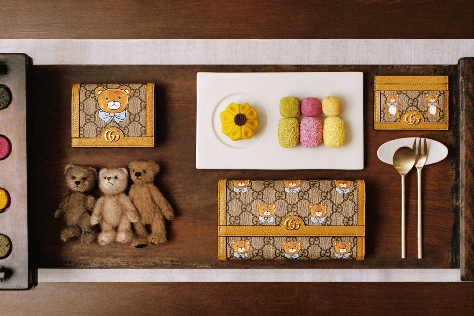 gucci kai collaboration capsule collection teddy bears wallets korean food