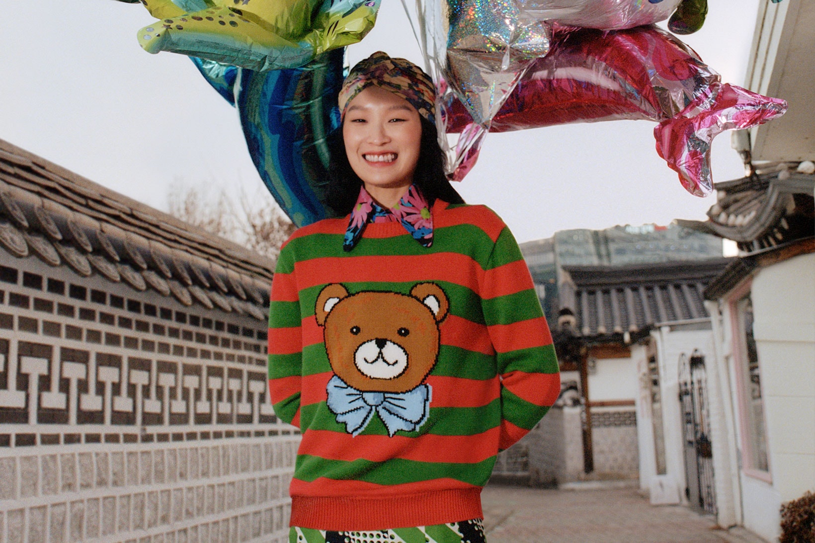 gucci kai collaboration capsule collection teddy bears striped shirt balloons
