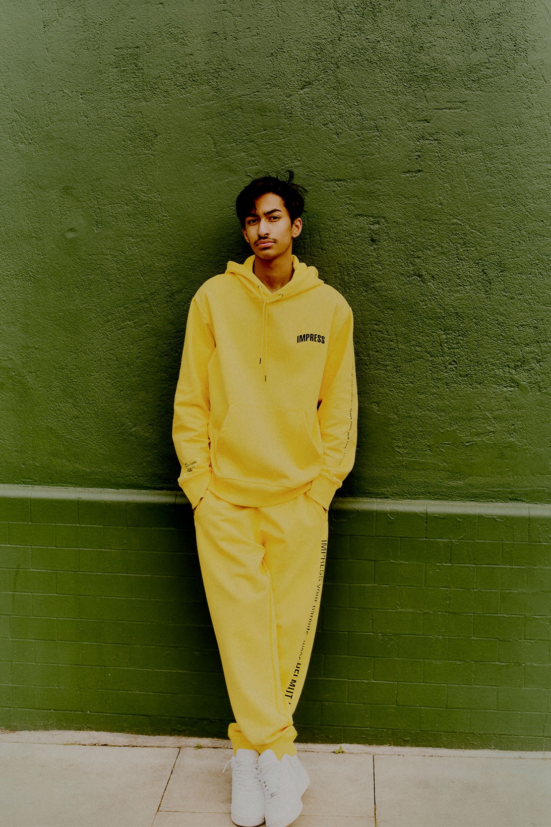 helmut lang slogan capsule collection loungewear hoodie sweatpants yellow