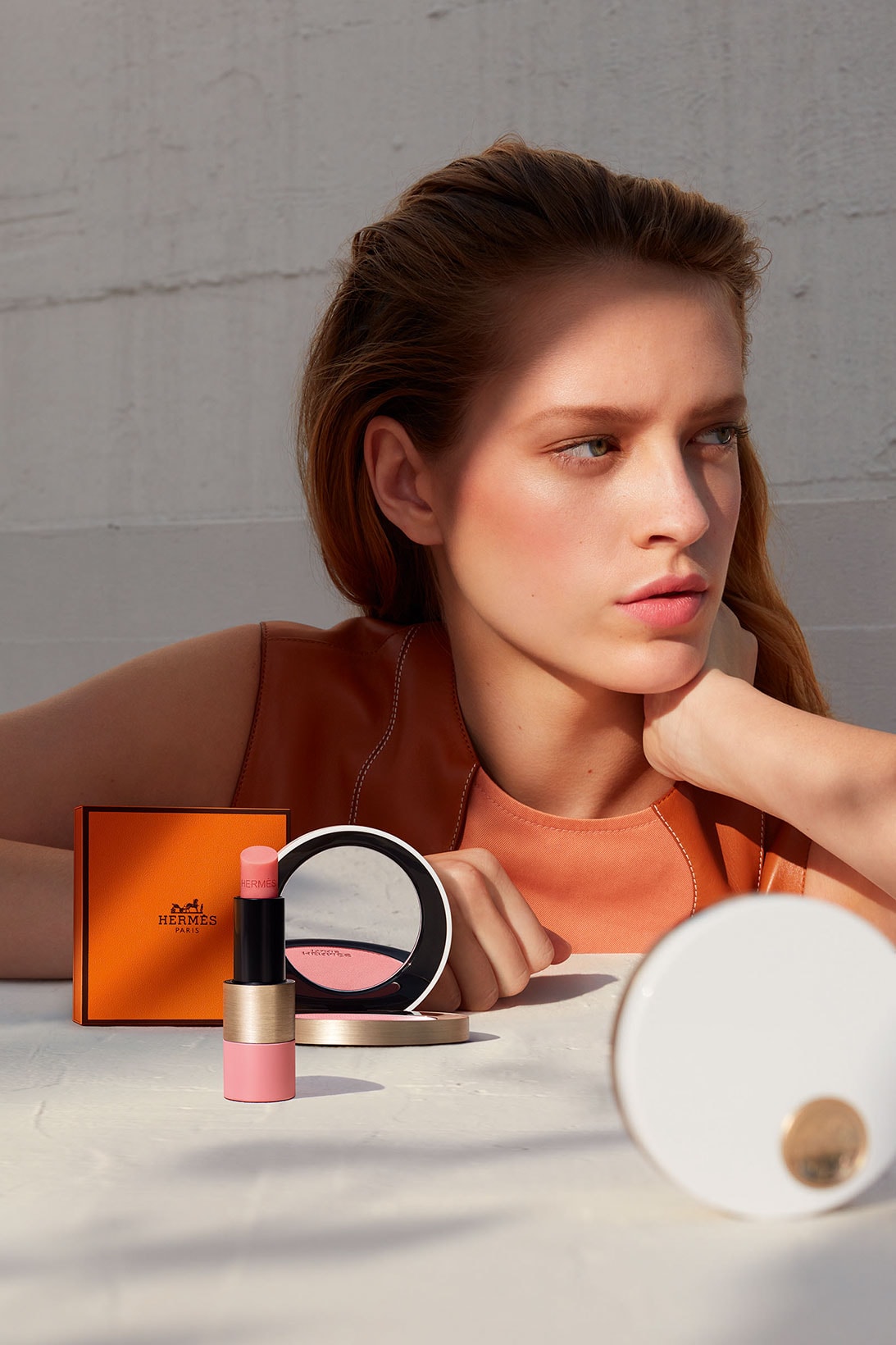 hermes beauty rose makeup lipsticks blush product packaging