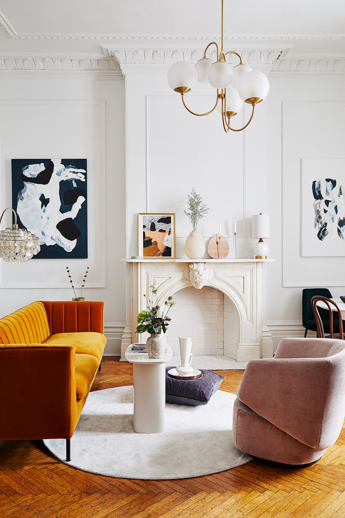 Living Room Interior Design Home Mid Century Modern Furniture Fireplace