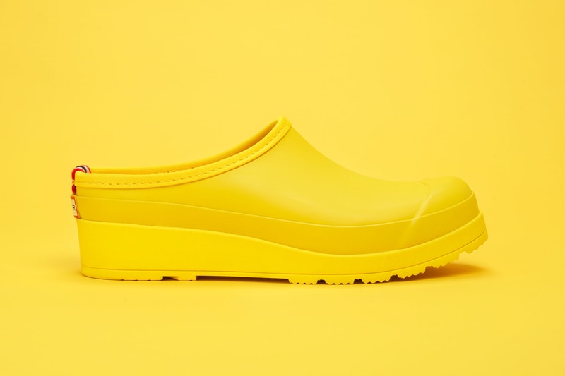 hunter play clog slip on vegan sustainable waterproof yellow