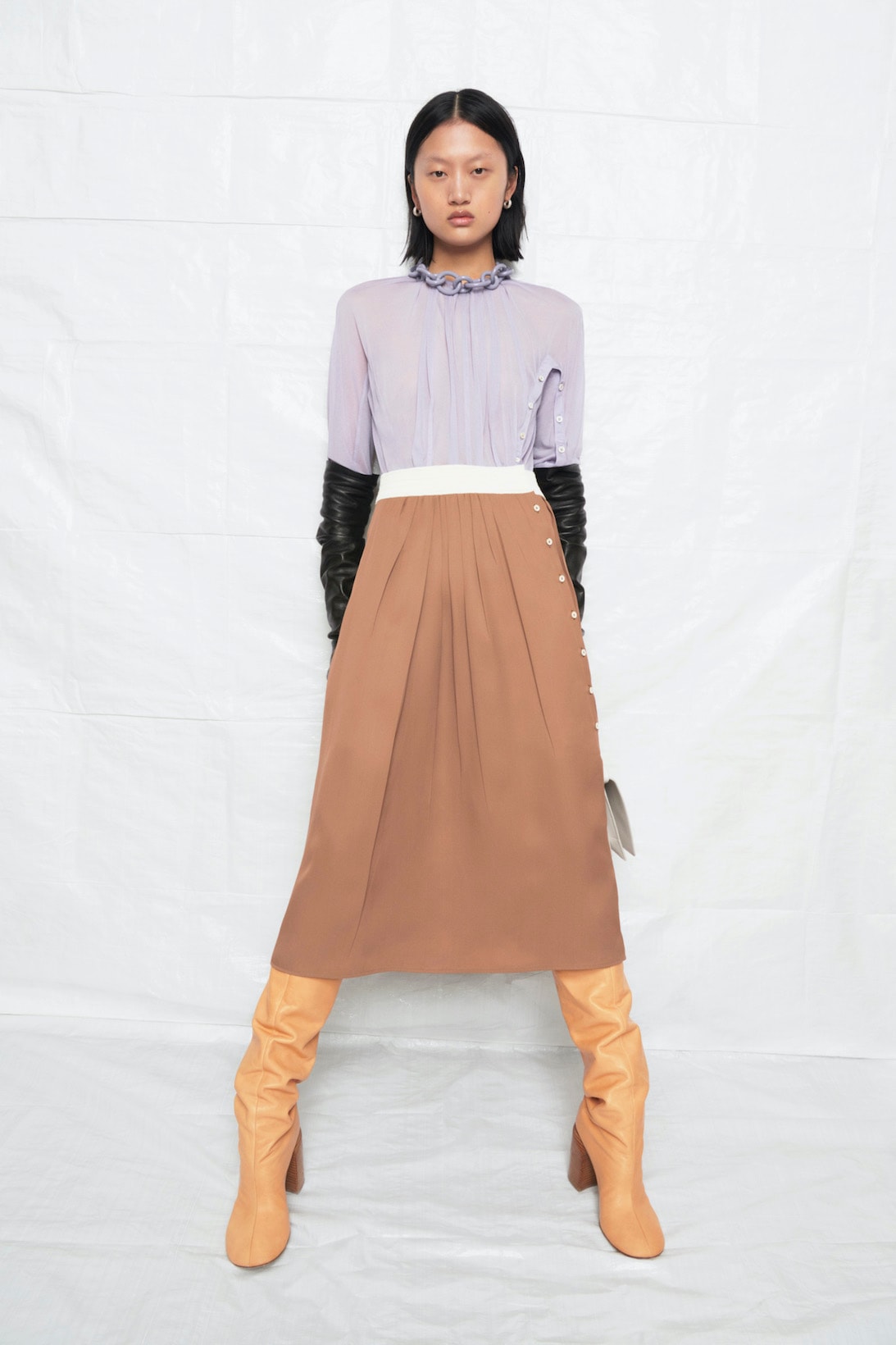 jil sander fall winter womens collection paris fashion week pfw top skirt boots