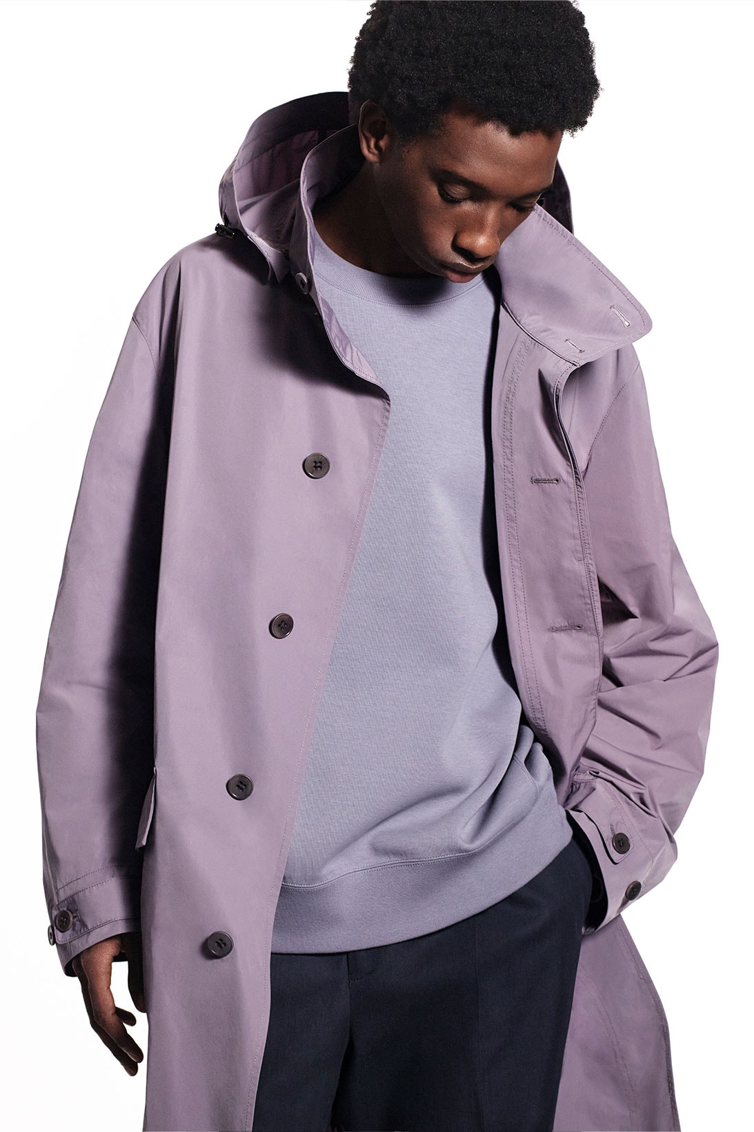 jil sander uniqlo plus j spring summer ss21 collaboration collection purple rain jacket coat