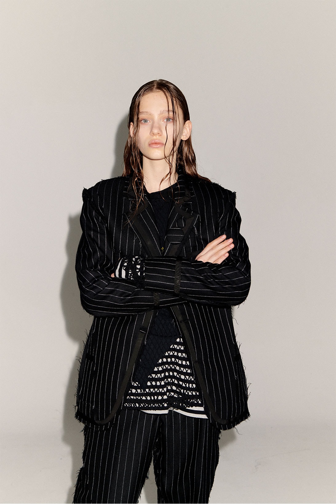 joegush fw21 fall winter collection lookbook korean emerging designer striped suits womenswear
