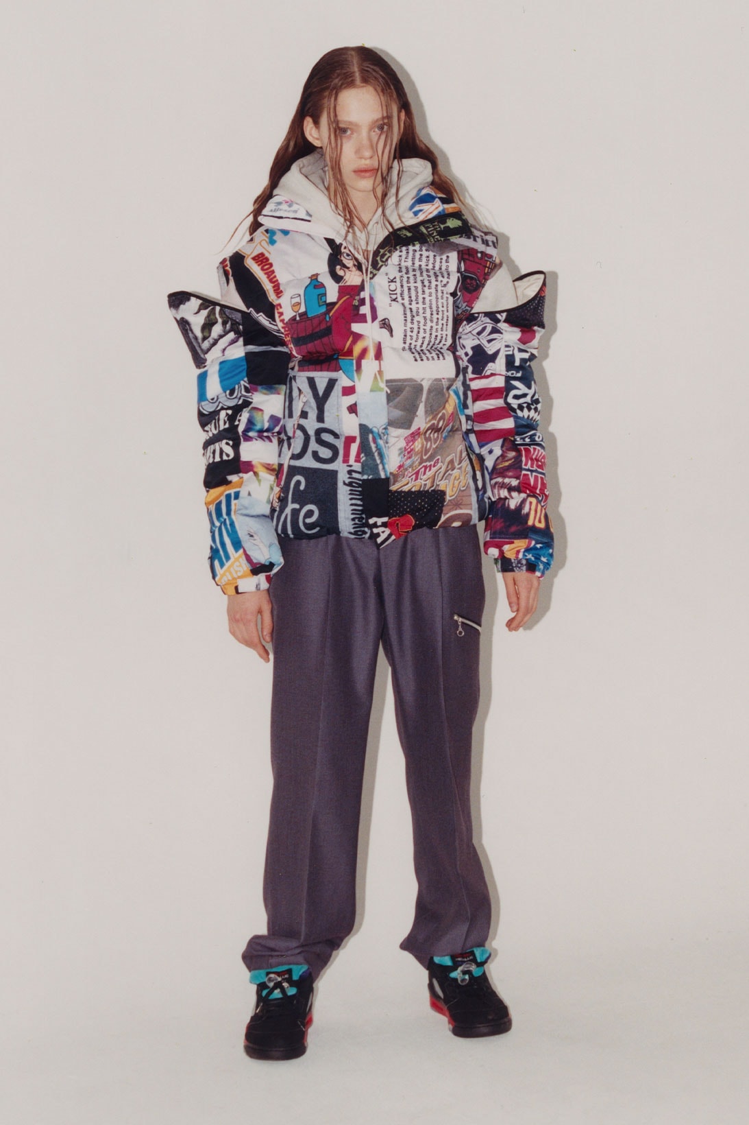 joegush fw21 fall winter collection lookbook korean emerging designer graphic print puffer trousers
