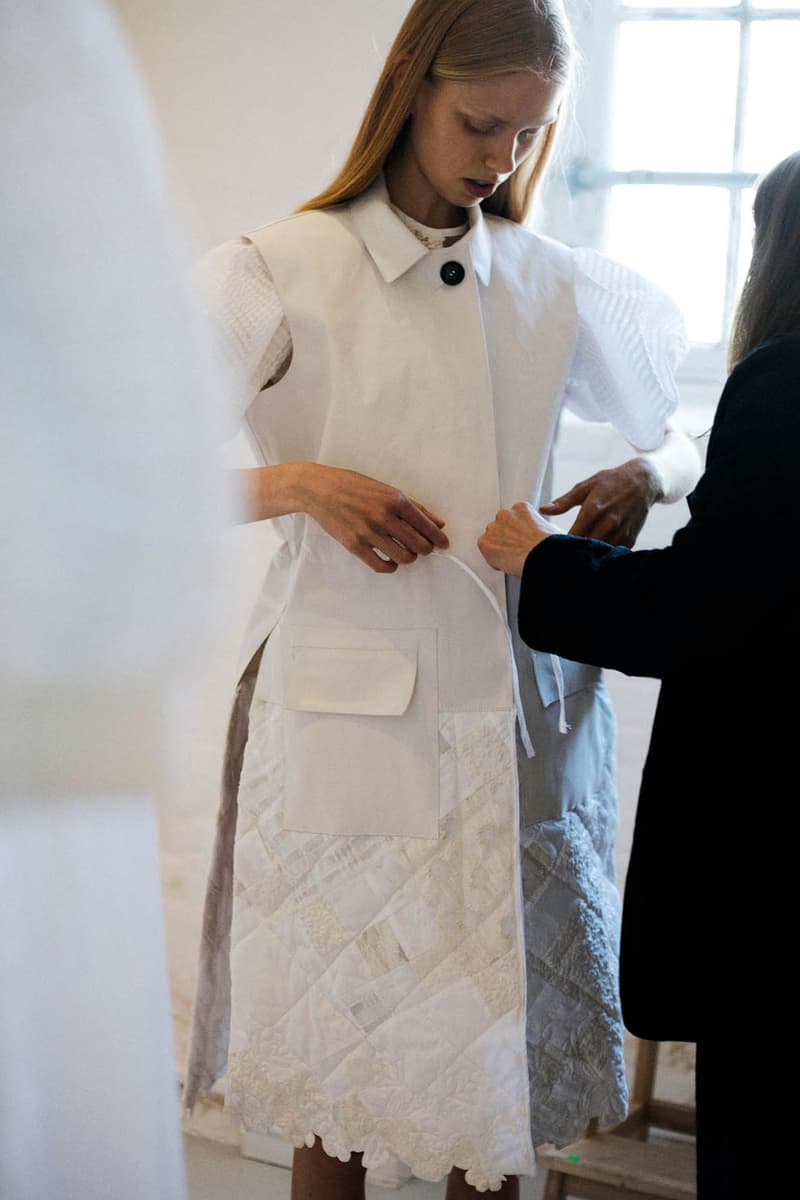 mackintosh cecilie bahnsen collaboration white dress sfumatura coat fitting studio